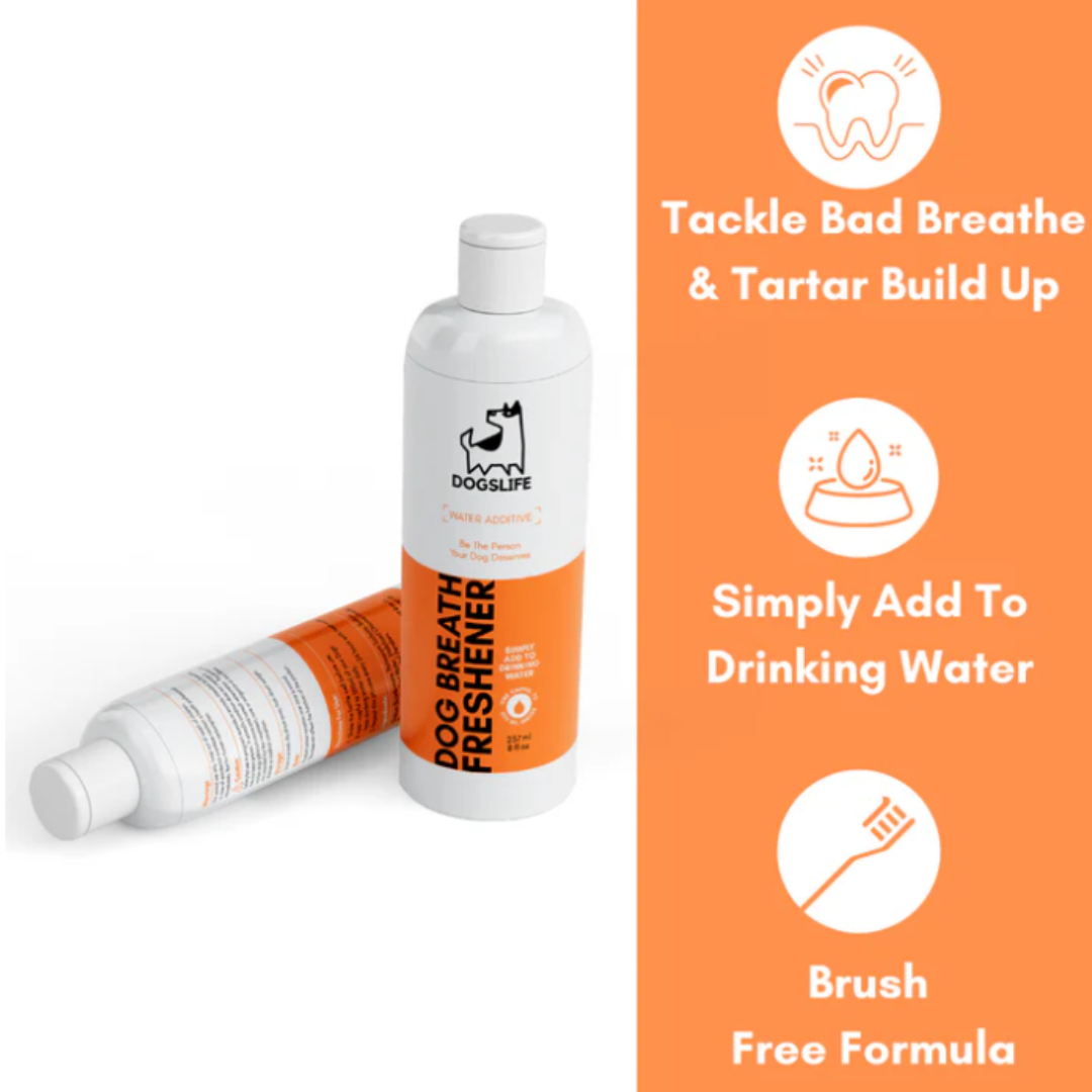 Dogs life Dental Water Additive 237ml | Breath Freshener | Brush Free Formula (8546317304050)