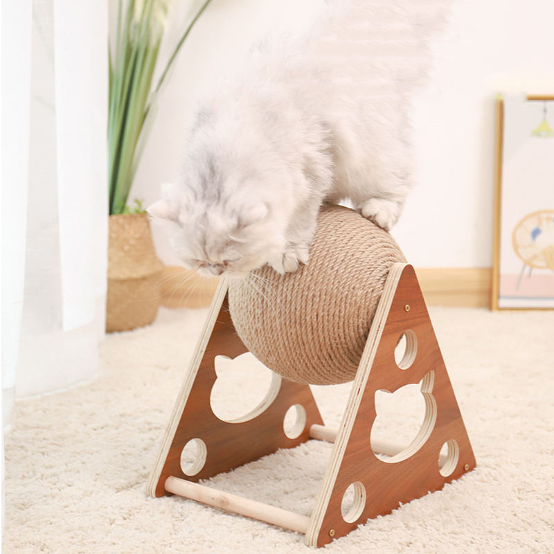 Cat Scratcher Toy with Ball Design F - Solid Sides (7890369216754)