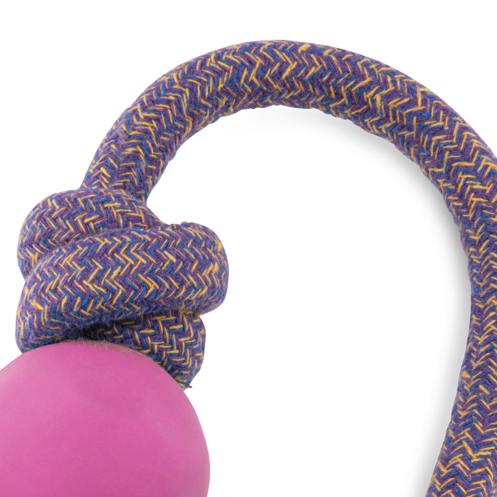 Pink Happy Town Pets Natural rubber Ball on a cotton rope (6631115128993)