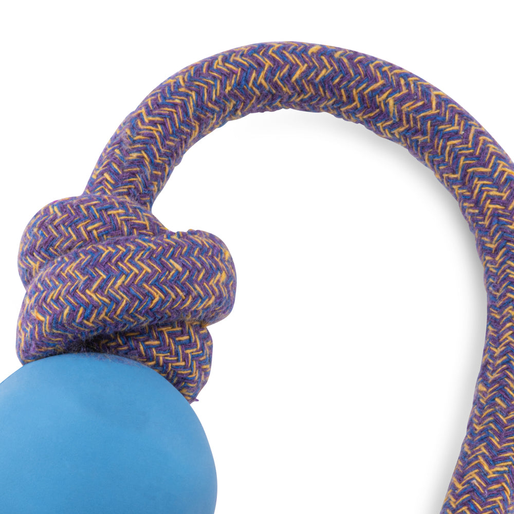 Blue Happy Town Pets Natural rubber Ball on a cotton rope (6631115128993)
