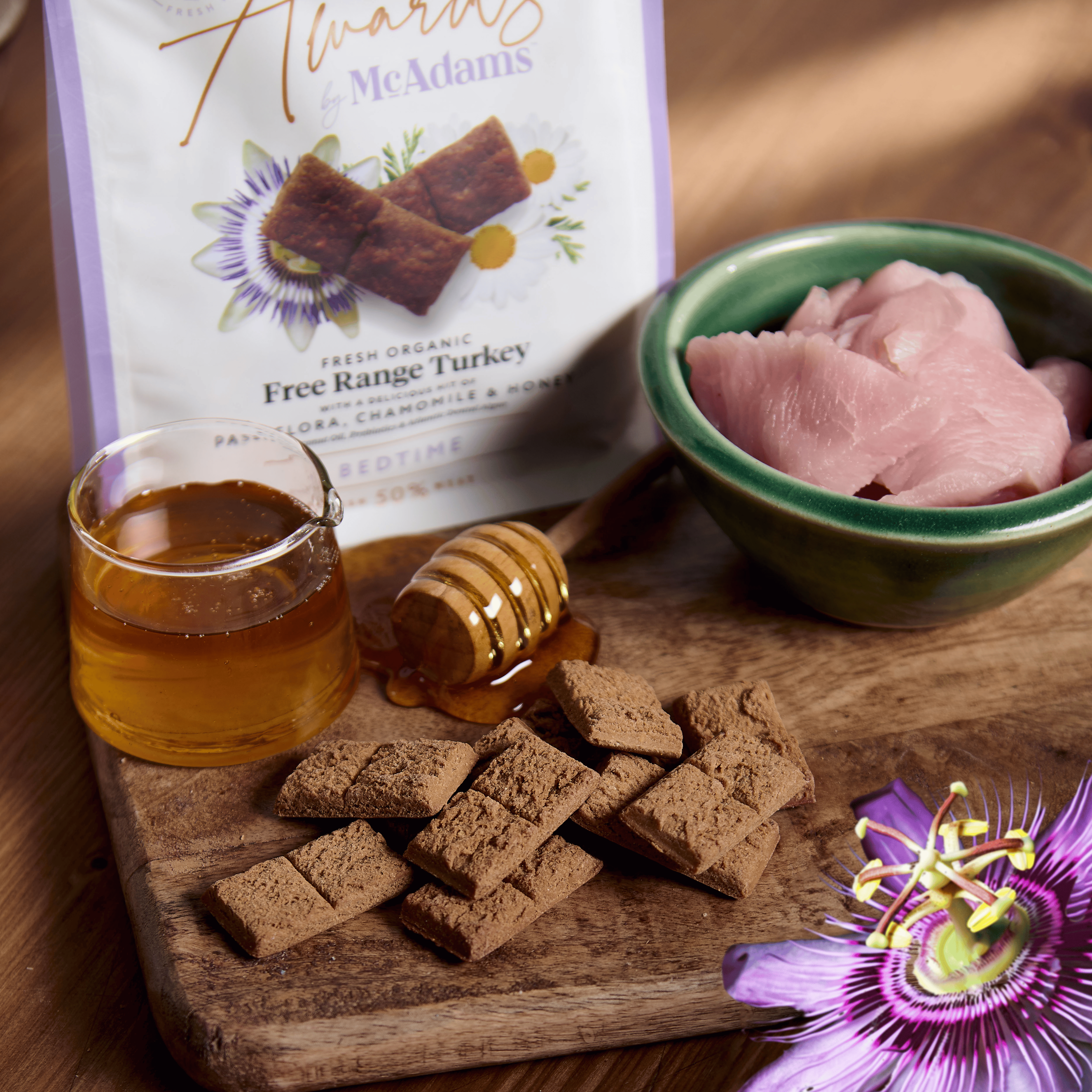 McAdams Awards Free Range Roast Turkey Dog Treats With Passiflora, Chamomile & Honey (7843299950834)