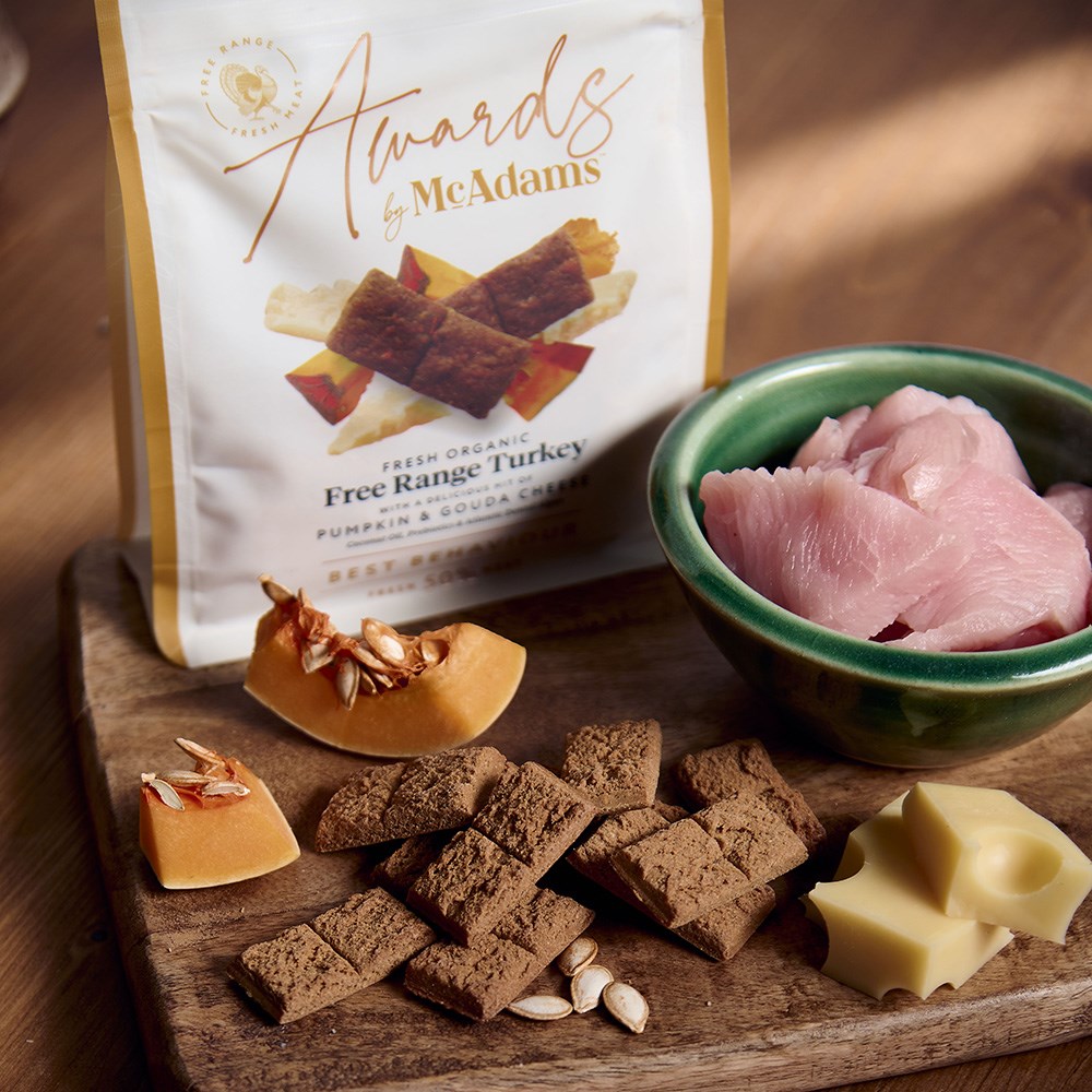 McAdams Awards Free Range Roast Turkey Dog Treats with Pumpkin & Gouda Cheese